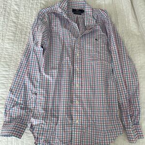 Vineyard Vines Slim Fit Tucker Shirt in Blue & Pink Plaid